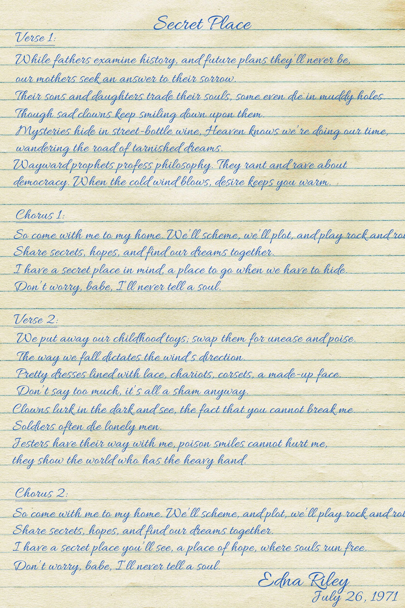 Secret Place — Willow Lake Songs & Poems